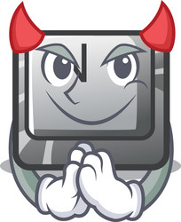 devil n button attached to mascot keyboard vector