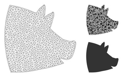 pig head mesh network model and triangle vector image