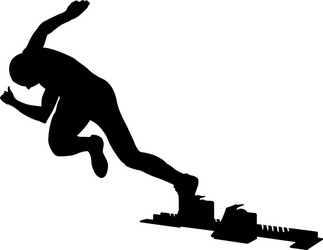 Runner start to sprint from starting blocks vector