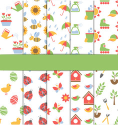 set of 10 seamless patterns spring vector