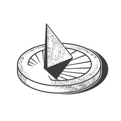 Vintage sundial sun clock icon in graphic style Vector Image