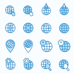 globe flat line icon set vector