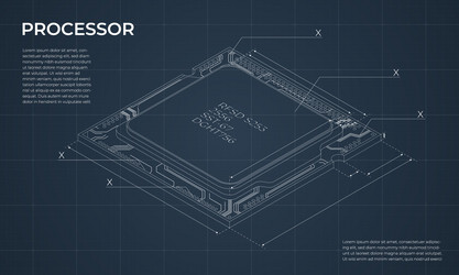 isometric processor blueprint central processing vector image