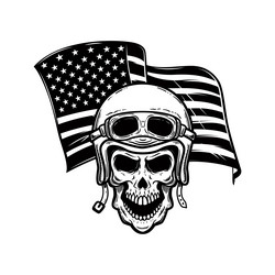 racer skull on usa flag background biker Vector Image