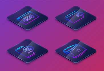 set isometric line page with a 404 error percent vector image