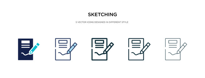 Sketching icon in different style two colored vector