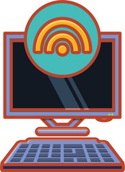 computer desktop with wifi signal vector image