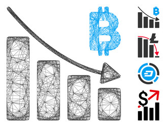 Linear bitcoin recession bar chart mesh vector