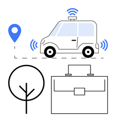 autonomous vehicle with navigation signals map vector image