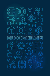 Blockchain technology blue vertical outline banner vector