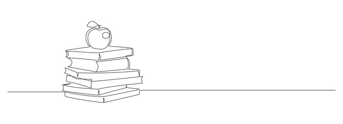 continuous one line drawing of stack books vector image