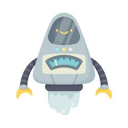 Funny robot metal character with limbs and face vector