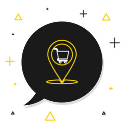 line map pointer with shopping cart icon isolated vector image