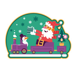 Santa green with tree and presentscute vector