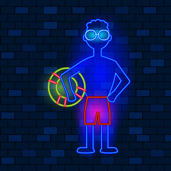 vip neon icons concept beach lifeguard man vector