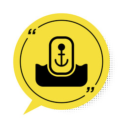 black map pointer with anchor icon isolated vector