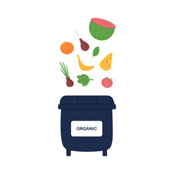 Black trash container for food waste organic vector