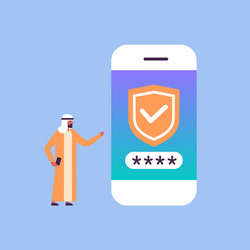 Arabic man unlock smartphone verification mobile vector