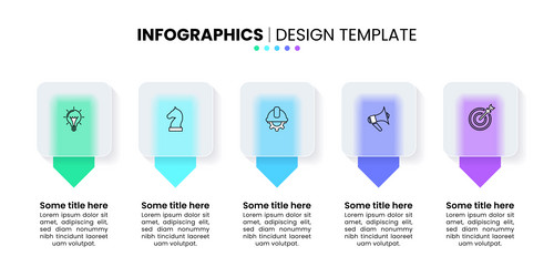 infographic template 5 squares in a row with icons vector image