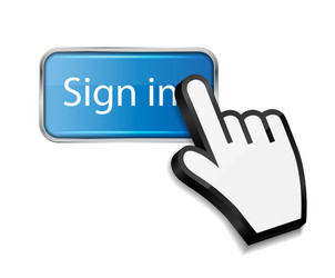 Mouse hand cursor on sign in button vector