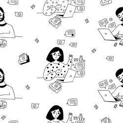 Seamless pattern with cute cats Royalty Free Vector Image