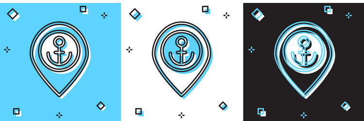 set map pointer with anchor icon isolated on blue vector image
