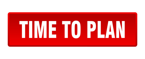 time to plan button square red push vector image