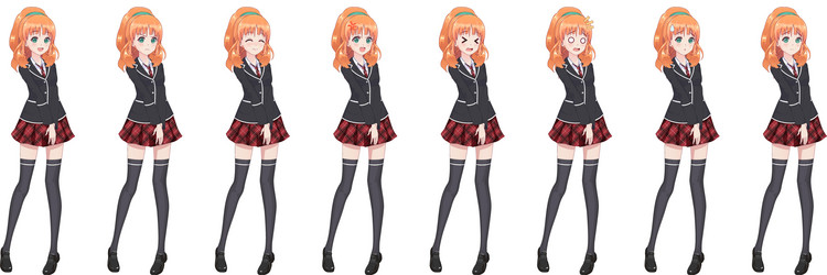 Anime Student Girl with Red Skirt Vector Image