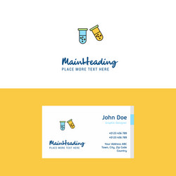 Flat test tube logo and visiting card template vector