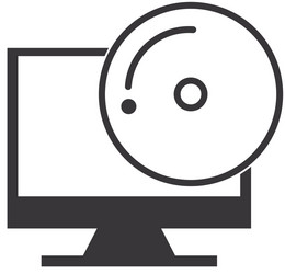 monitor computer with button audio menu vector image