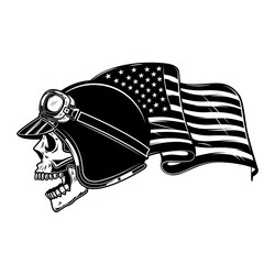 racer skull on usa flag background biker Vector Image