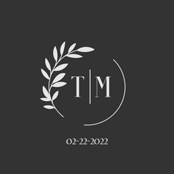 Letter tm wedding monogram logo design Royalty Free Vector