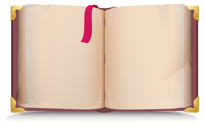 Open book spread with empty blank page and red vector