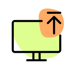 transferring and displaying data on the monitor vector image
