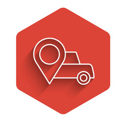 white line map pointer with taxi icon isolated vector image