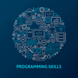Coding Skills Icons - Circle Theme vector image