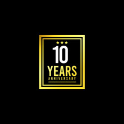 10 years anniversary gold square design logo Vector Image