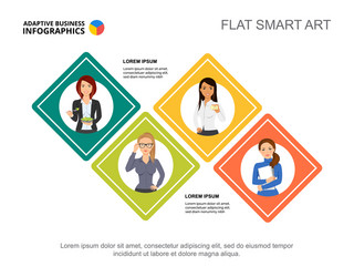 four squares work process chart template vector