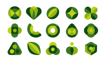 minimalistic logo shapes abstract green geometric vector