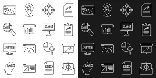 set line mail and e-mail board with graph chart vector image
