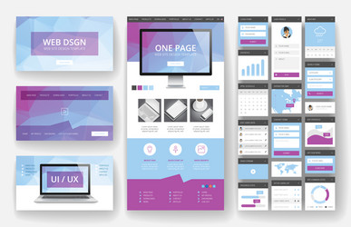 website design template and interface elements vector image