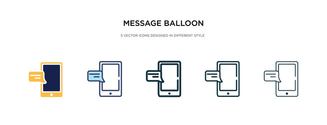 Message balloon icon in different style two vector