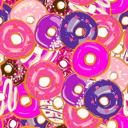 seamless donut pattern on white background vector image