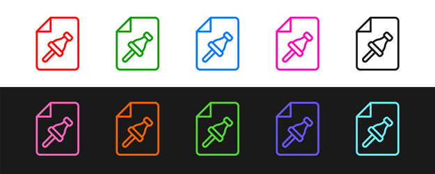 set line note paper with pinned pushbutton icon vector image