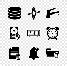 set database kayak and paddle water tap delete vector image