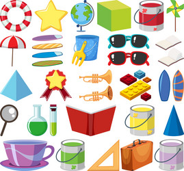 set isolated different objects vector image