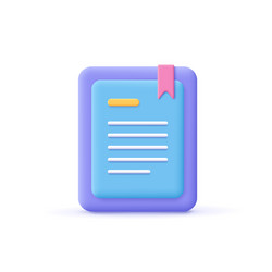 3d cartoon style minimal e-book reader e-reader vector image