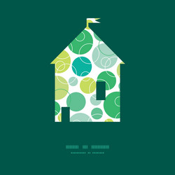 abstract green circles house silhouette vector