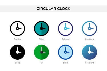 circular clock icon in different style vector image