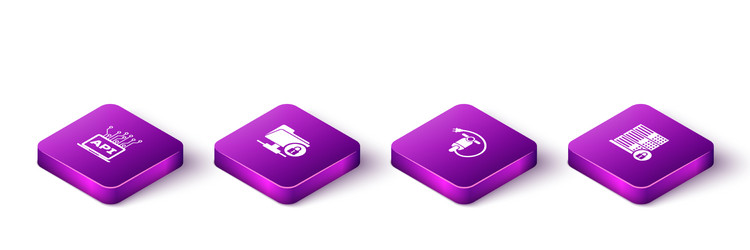 set isometric computer api interface ftp folder vector image